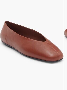 Jeffrey Campbell Chestnut Brown Leather V‑Cut Ballet Flat